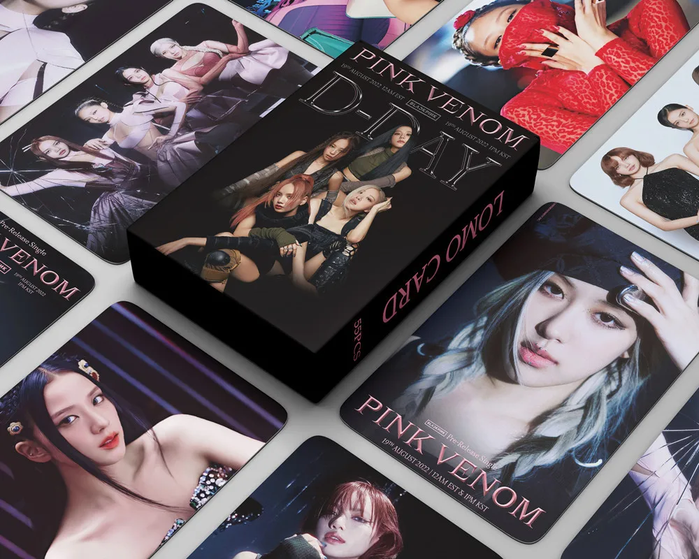 55pcs/Box Kpop Photo Cards 2022 New Album Born Pink Lomo Card Pink Venom Rose Jisoo PhotoCards