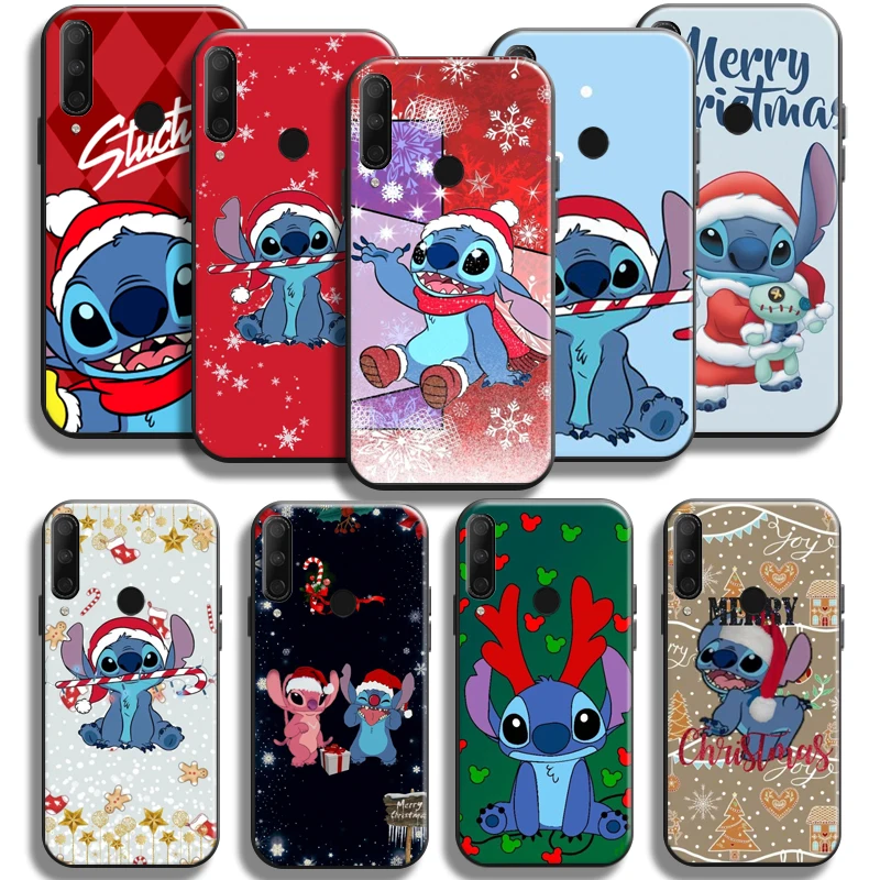 

Stitch Merry Christmas For Huawei Honor 10X 9X 8X Pro Lite Phone Case TPU Black Liquid Silicon Carcasa Back Funda
