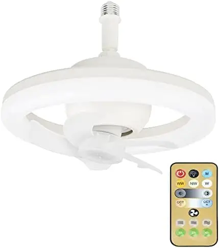 

Small Ceiling Fan Bulb, 10 in Ceiling Fan with Led Light, Upgraded E26 Extender Screw-in Base, Remote Control, Oscillating Mode,