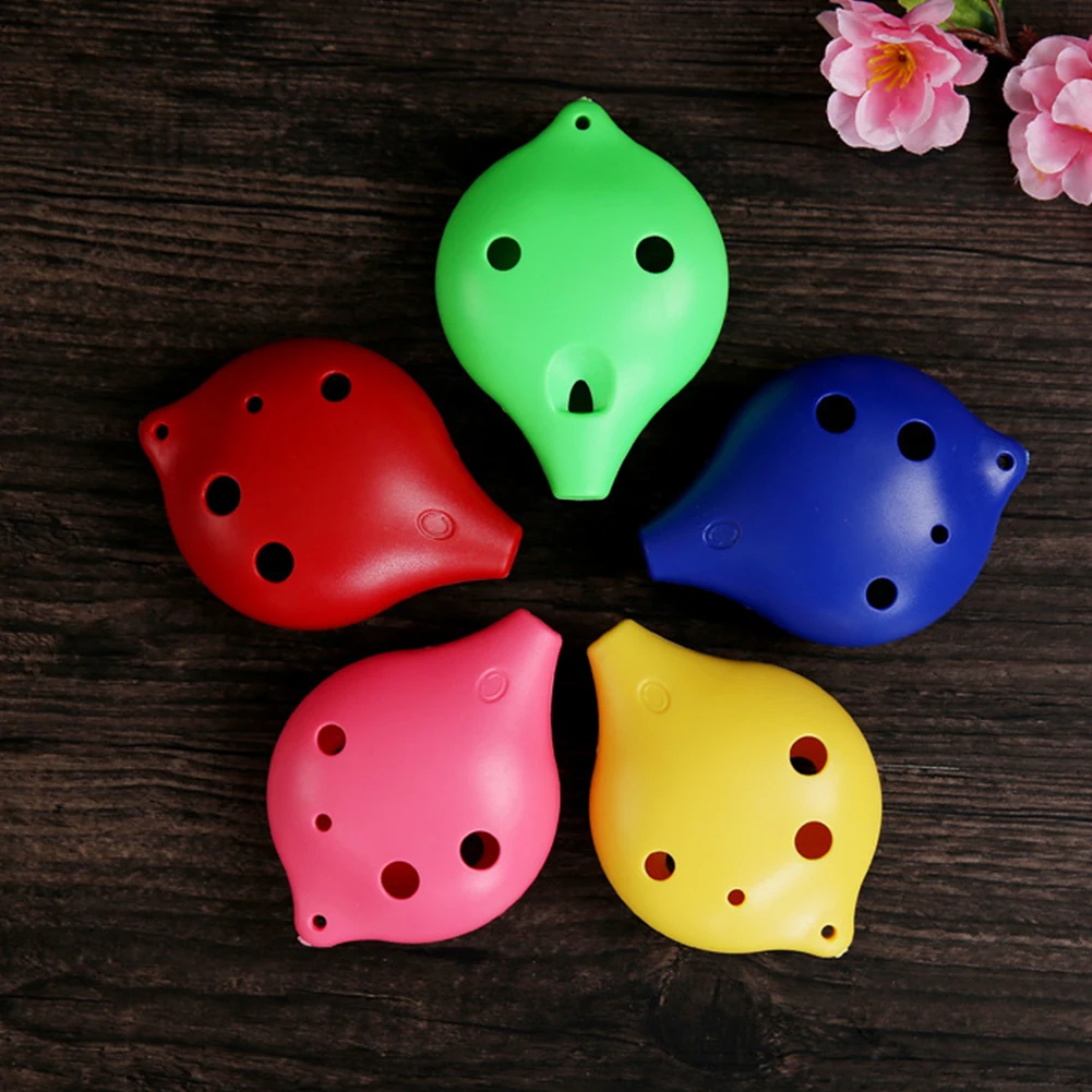 

6 Holes Ocarina Plastic Mini Ocarina Alto C Tone Flute Musical Instrument Colorful With Strap Orff Instruments