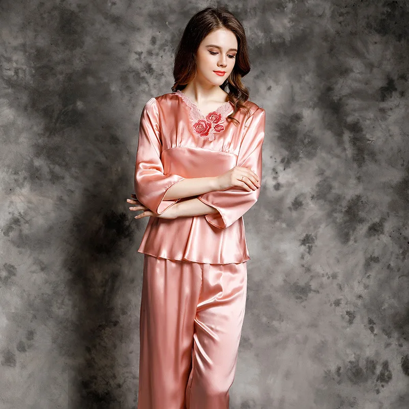 Новый летний пижамный комплект 16 мм из 100% шелка женская шелковая Домашняя одежда