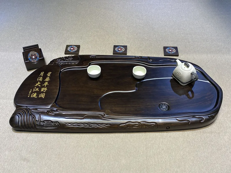 

Ebony Ebony Tea Tray Landscape Solid Wood Tea Tray 88*46*4.5 Whole Board Log Daddy's Tea Sea Bubble Tea