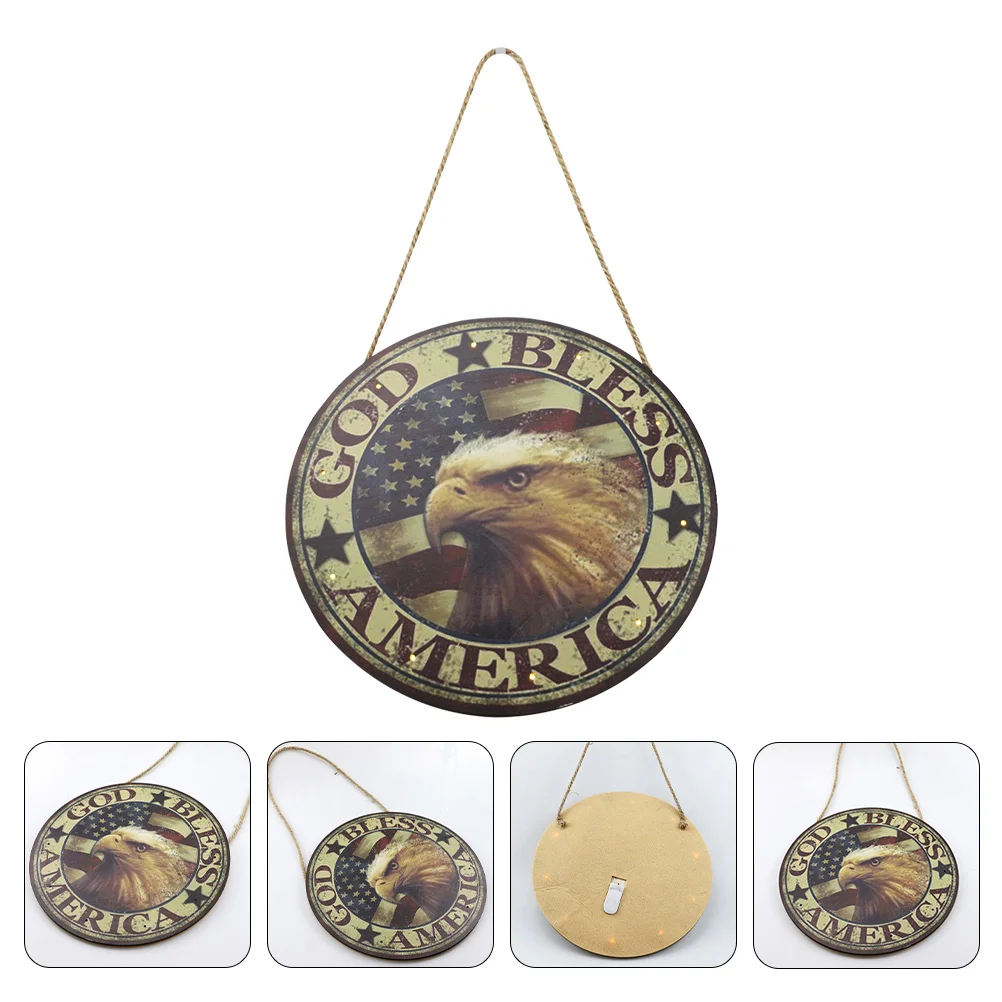 

Independence Day Luminous Hanging Board Festival Hanging Sign Wooden Crafts
