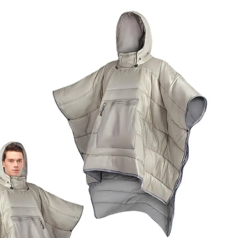 

Wearable Blanket Adult Outdoor Blanket Hooded Cloak Waterproof Wearable Cloak Sleeping Bag Camping Equipment For Hiking