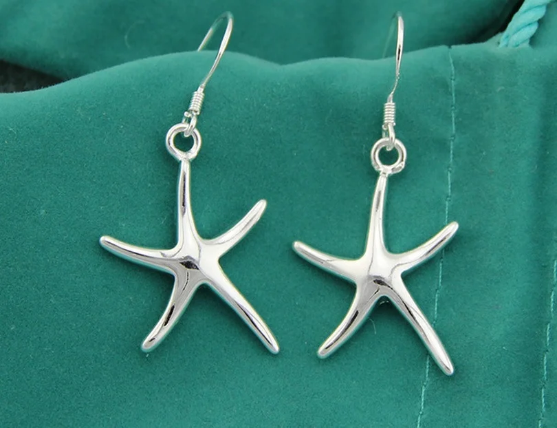 

ANGLANG Fashion Silver Colour Starfish Earrings for Women Wedding Engagement Jewelry