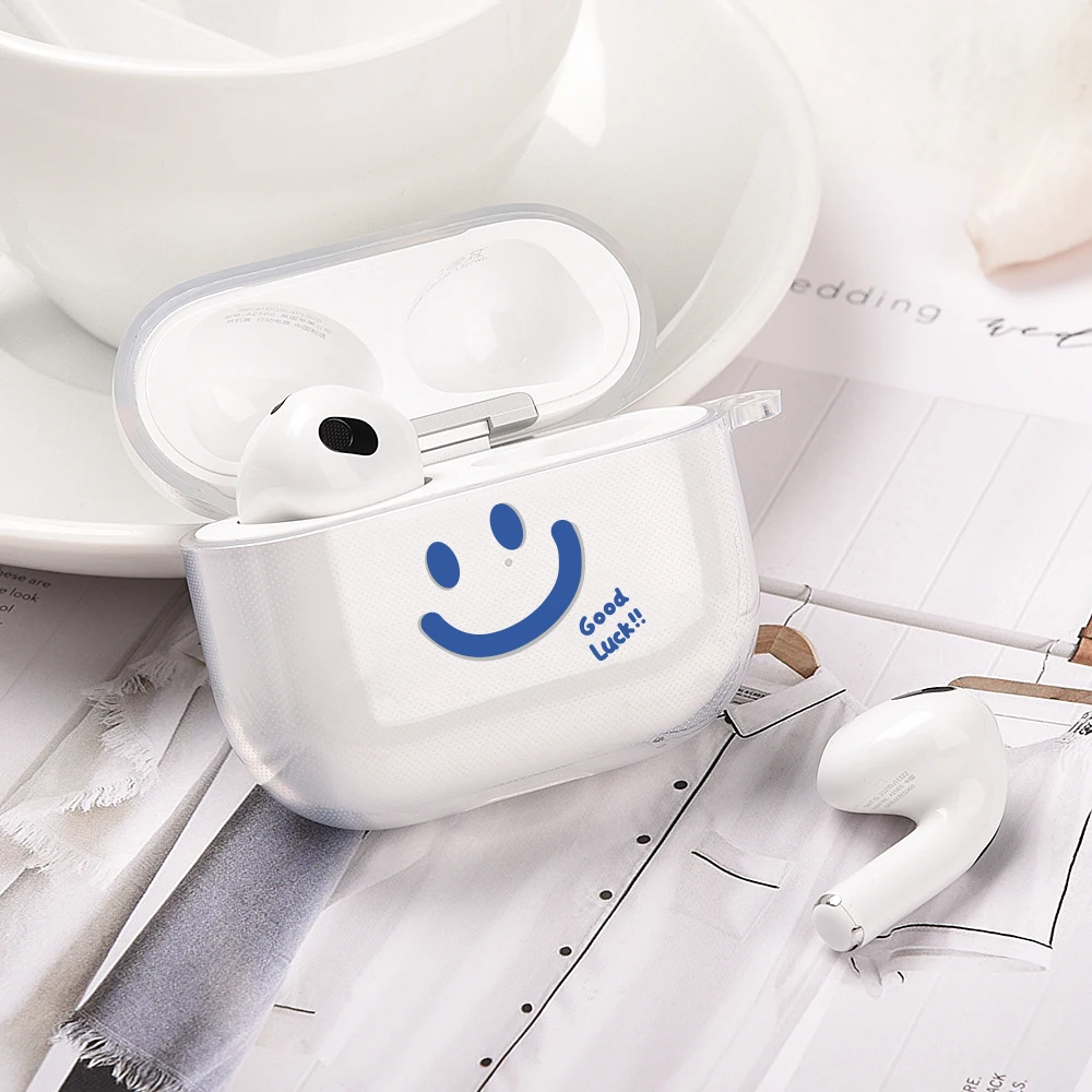 

For Airpods Pro 2 Gen 2022 Case Cute Smiley Wireless Earphone Shell Transparent TPU Headphone Cover For Air Pod 3 Pro2 2nd Case