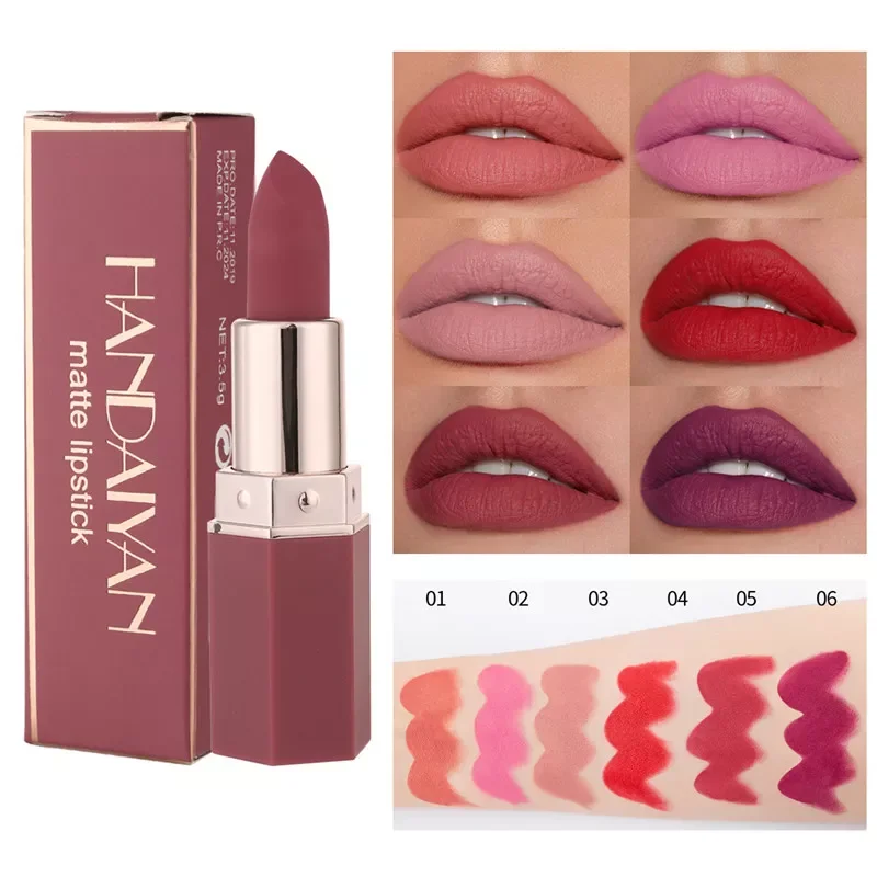 

6 Colors Matte Waterproof Long Lasting Velvet Lipstick Sexy Red Nude Pigments Makeup Profissional Lip Make Up Lipstick Cosmetic