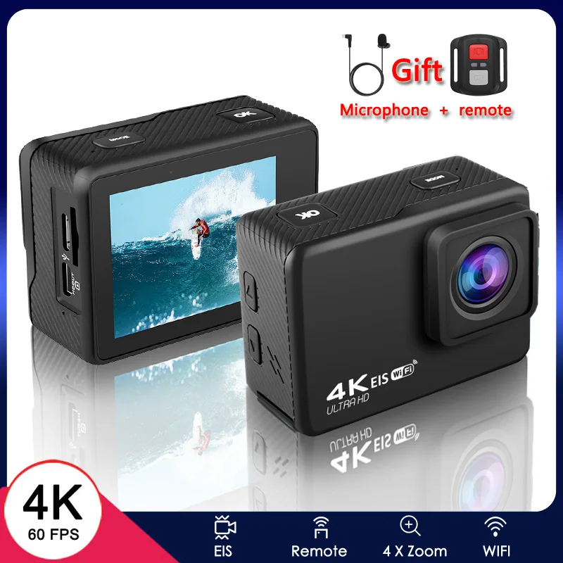 2022 Action Camera Original H10 4K 60FPS 20MP EIS 2.0 Screen WiFi Webcam Waterproof Helmet Sports Cam Video Cam 170D Underwater