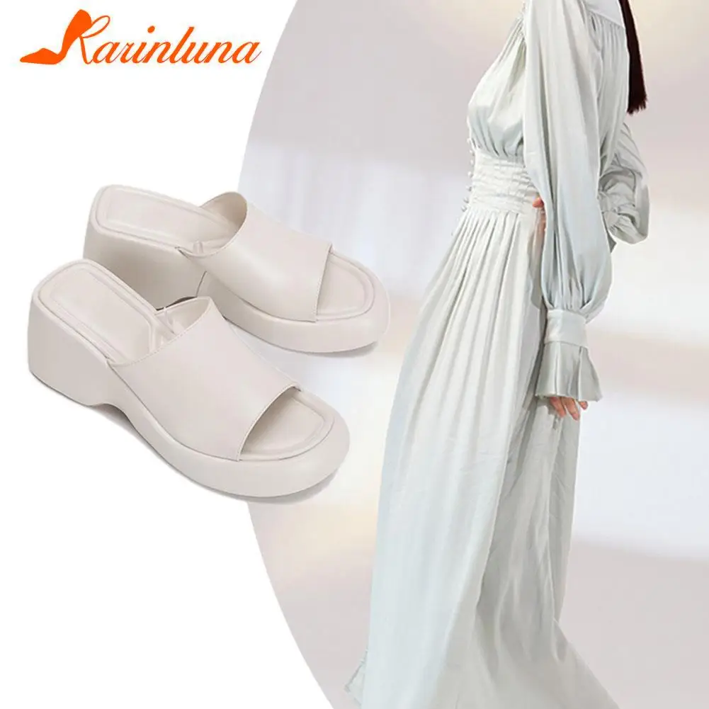 New Fashion Brand Women's Slippers 2023 Wedge High Heeled Sandals European Style Simply Casual Comfy Walking Slippers summer