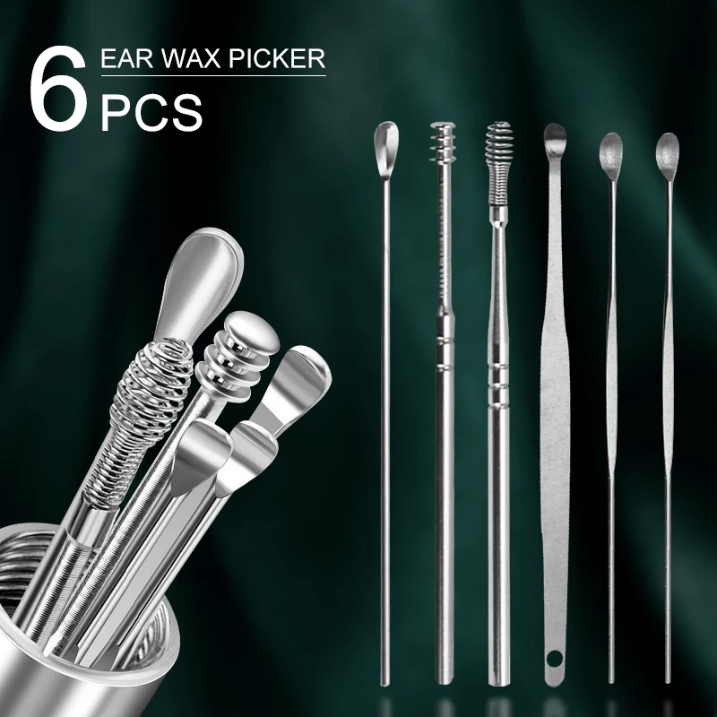 

Ear Wax Cleaner Earwax Removal Tool Set Ear Cleaner Ear Vax Remover Ear Cleaning Spoon Ear Protector Ear Picker Kit 6-Piece Set