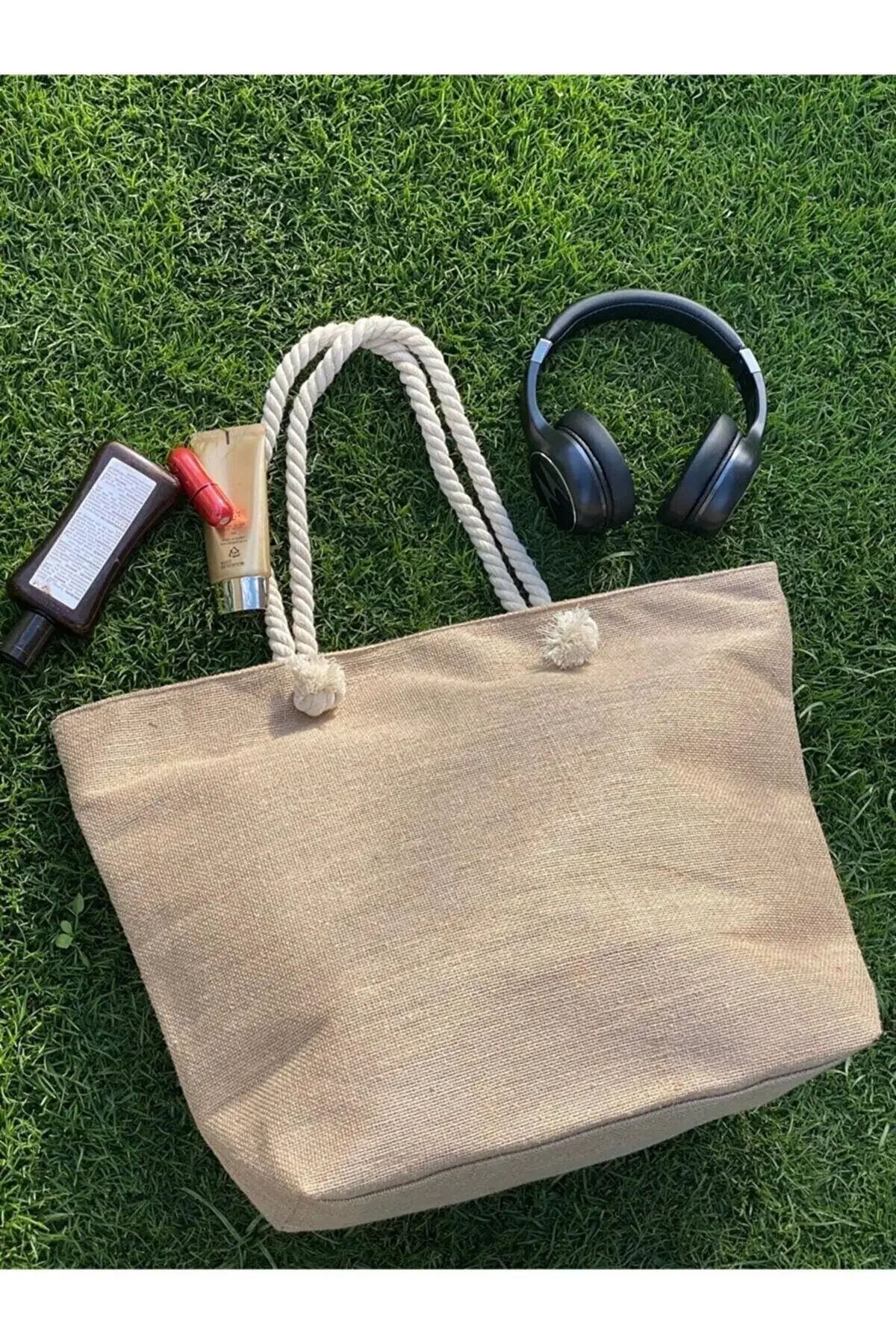 

Women Beach Bag Straw Jute Fabric Lined Tote Bag Fashion Summer Large Capacity pattern Shoulder Shopping Bags