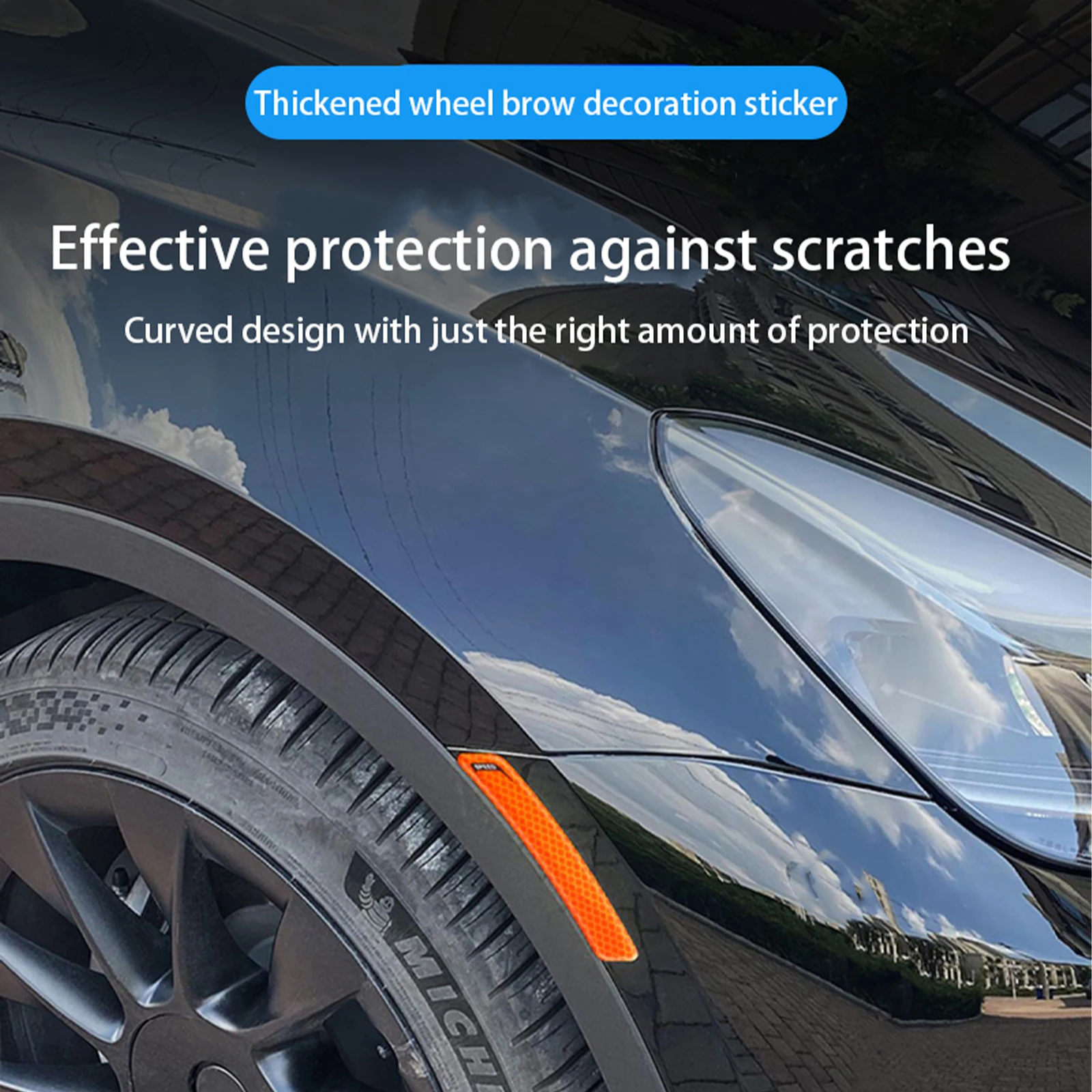 

2pcs Car Wheel Eyebrow Bumper Reflective Door Stickers For Tesla Model 3 Y Decal Warning Tape Strips Safety Mark Accessories