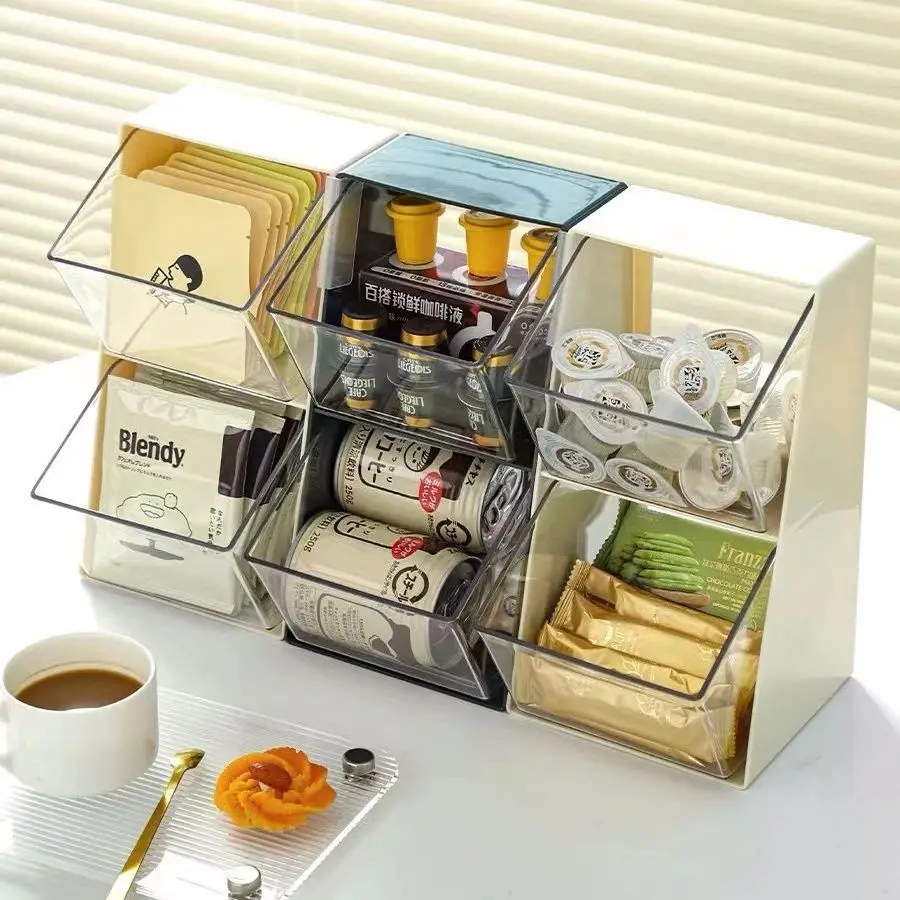 

Office Coffee Capsule Storage Box Living Room Tea Bag Rack Home Desktop Dust-Proof Sundries Organizer Box Decoration Accessories