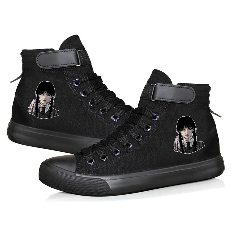 

Wednesday Addams High Quality Canvas Sneakers High-top Casual Shoes for Kids Youth