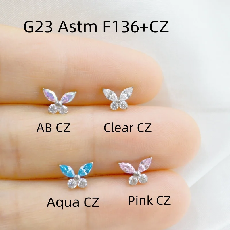 Lot10pcs G23 титановый Astm F136 CZ внутренняя резьба для губ Labret строка Козелка кружки