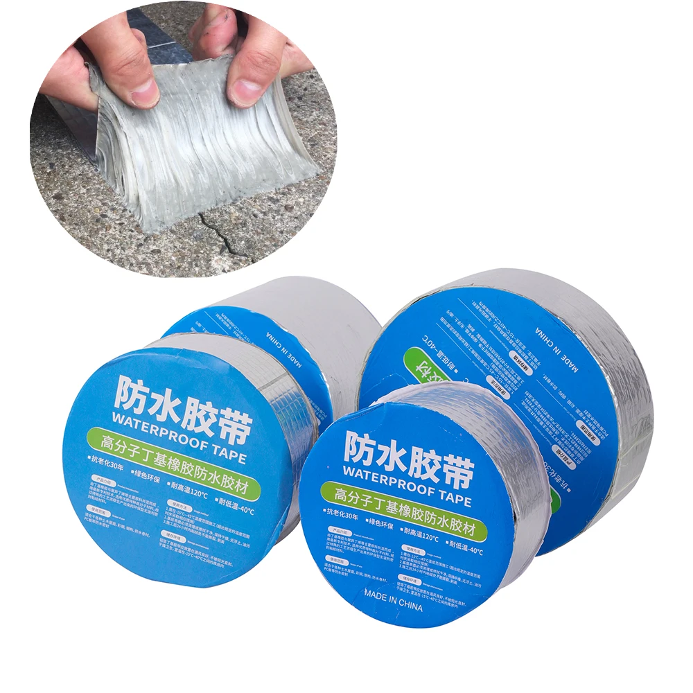 

High Temperature Resistance Waterproof Tape Aluminum Foil Thicken Butyl Tape Wall Crack Roof Duct Repair Adhesive Tape 3-10M