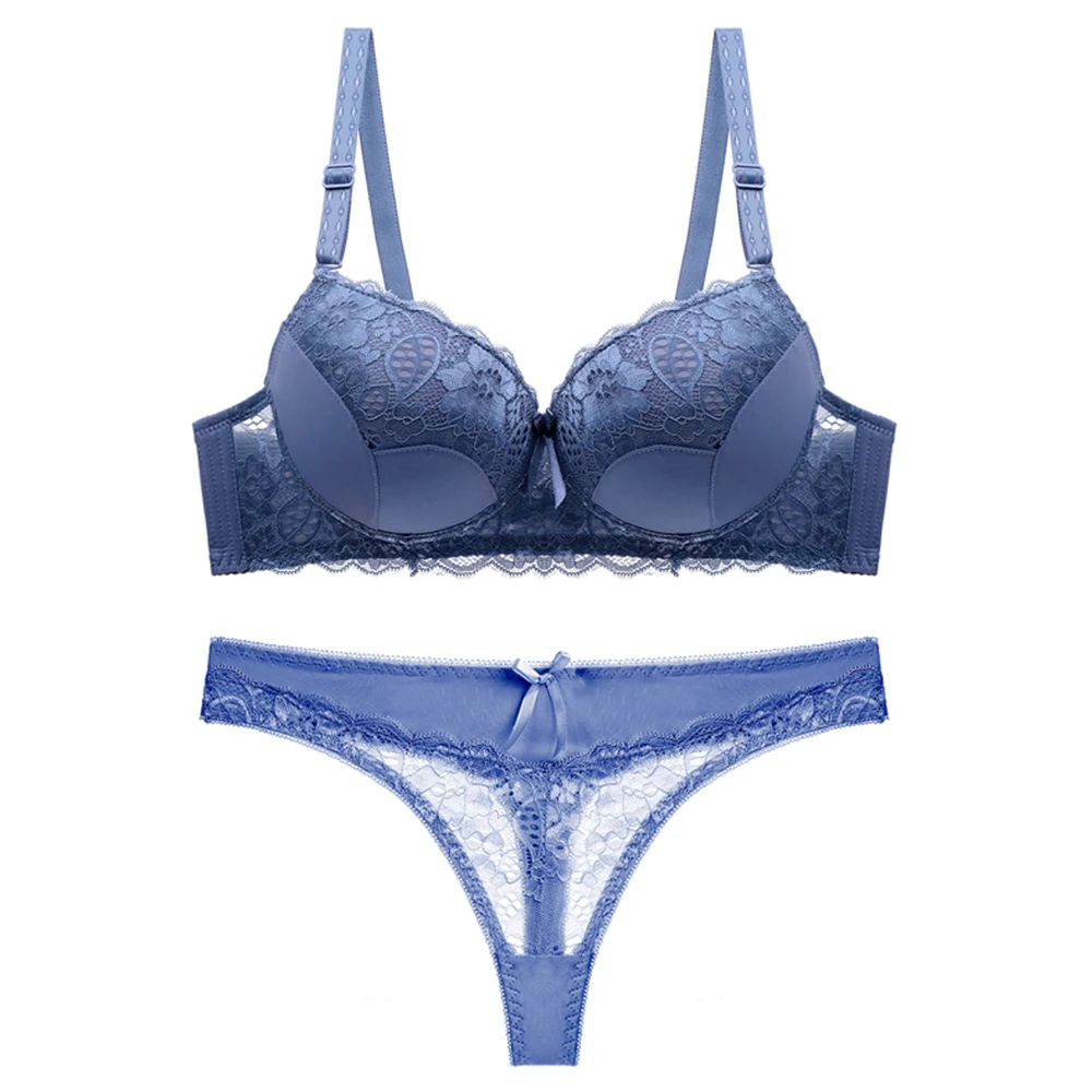 

Push Up Underwire Underwear Women Set Adjusted Straps Bra Lace Bra Set for Female Sexy Thong Set 36 38 40 42 44 A B C D E