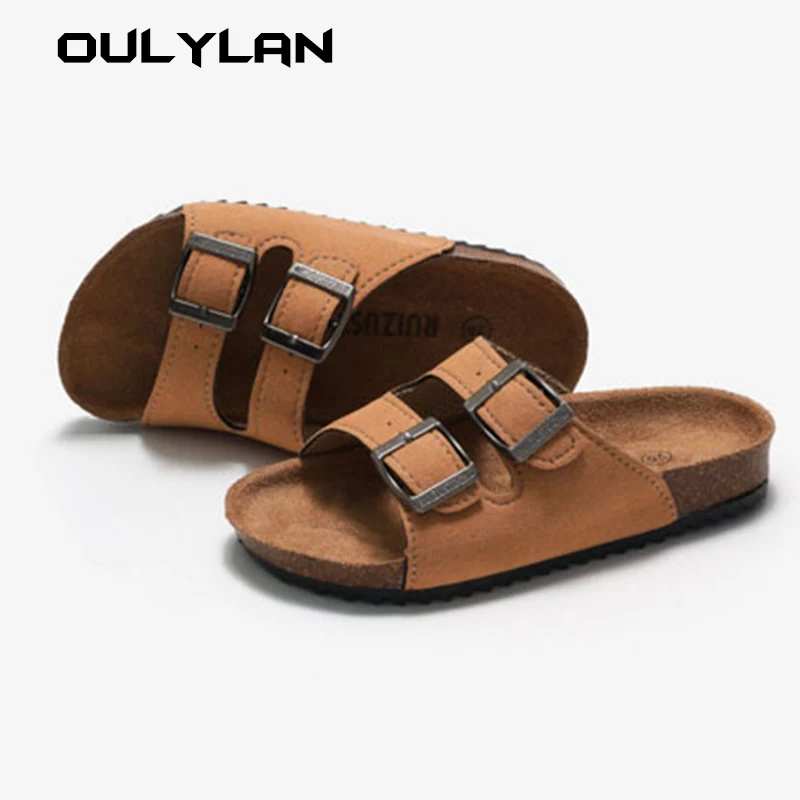 Детские летние пробковые шлепанцы для девочек и тапочки одного человека