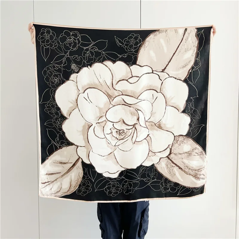 

14MuMI 2023 модный 100% натуральный шелковый квадратный шарф женские шарфы фуляр Бандана Платок с высокой яркостью хиджаб шали