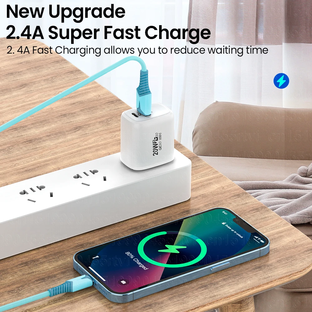 Фото 2.4A USB Cable For iPhone 13 12 11 Pro Max XS X 6s 7 8 Plus Origin Mobile Phone Quick Charging Charger Cord Data Charger Wire 2m №3