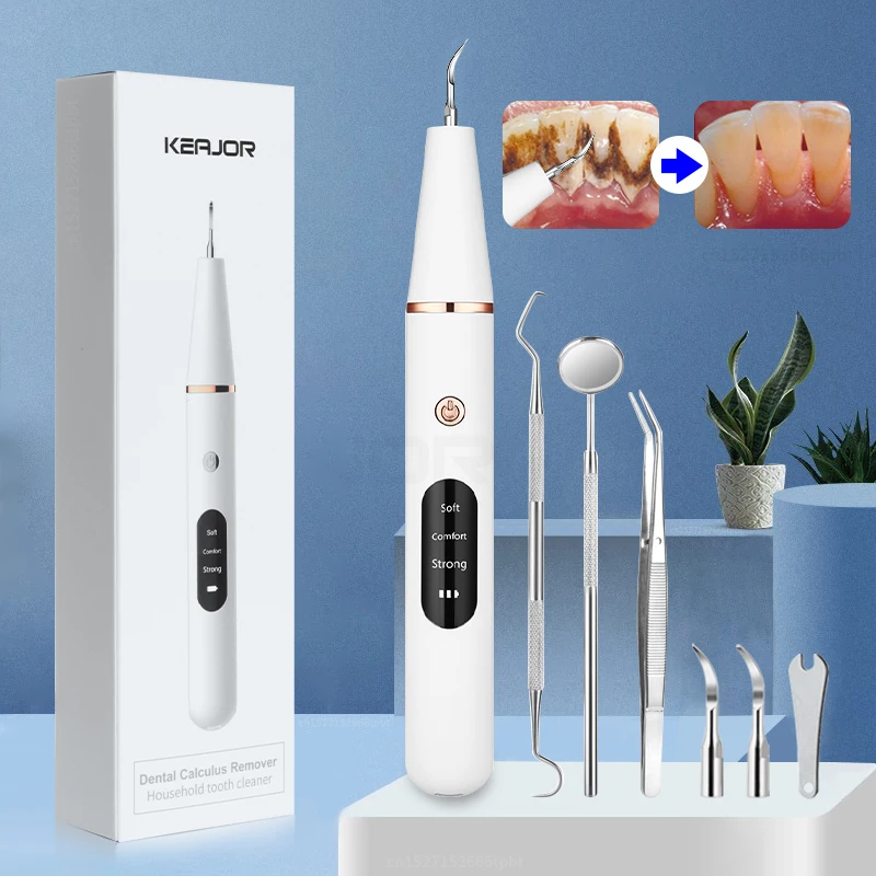 

Electric Sonic Dental Calculus Scaler Oral Teeth Tartar Remover Plaque Stains Cleaner Removal Teeth Whitening Portable with LED