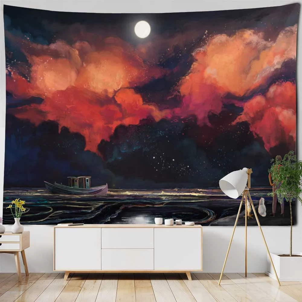

Starry Universe Tapestry Fantasy Landscape Wall Hanging Hippie Home Decor Kawaii Background Cloth Aesthetics Room Art Decoration
