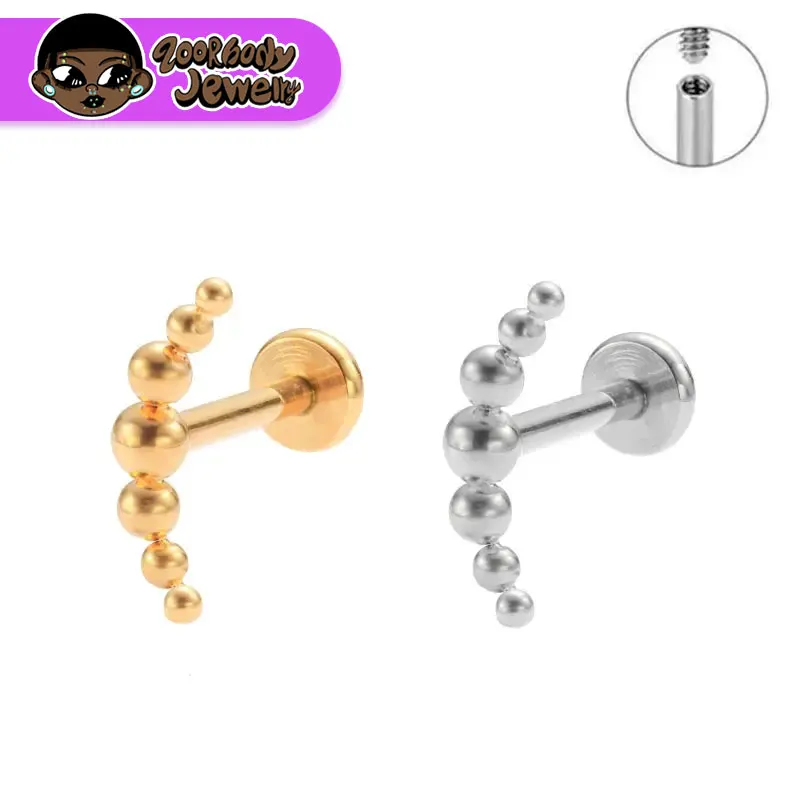 ASTM F136 титановые зеркальные полировочные 7 шт. бусины Cluster 16G Labret хрящевая спираль