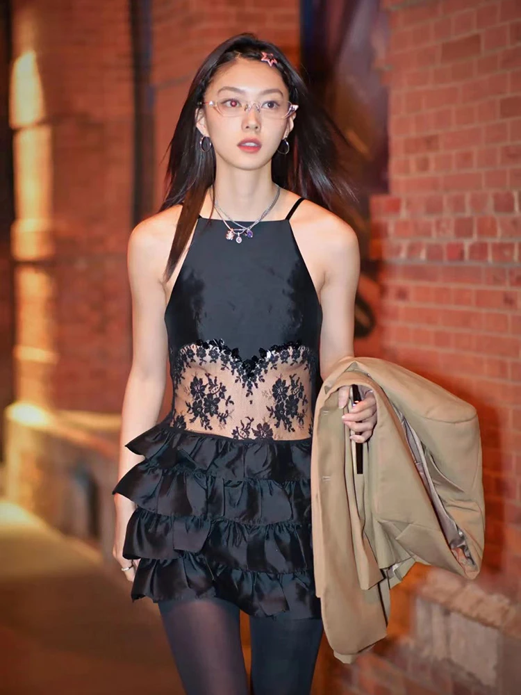 Shushu двухцветное кружевное сетчатое жаккардовое платье Pure Desire женское Tong Design Sense