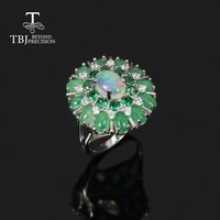 luxury design natural opal emerald ring 925 sterling silver fine jewelry women anniversary party gift