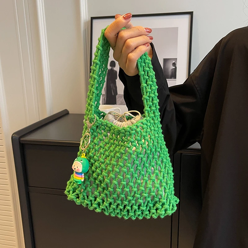 Summer straw bag for women small Woven Handmade Handbag Lady Tote Vacation Beach Bag shoulder bag Hollow out Shopping bag purse