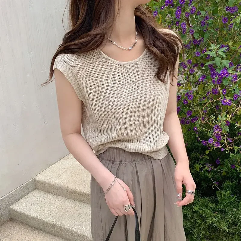 Женский трикотажный полосатый жилет из вискозы свободная летняя футболка без