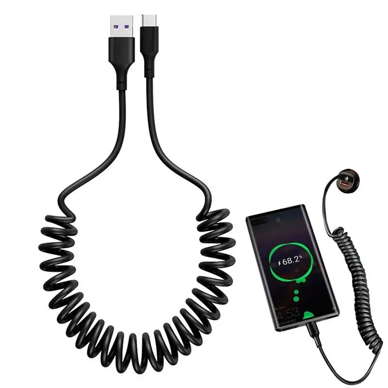 

Anti Winding Cable Adjustable Coiled Charging Cable USB Retractable Charging Cable 1.5m/4.92 Ft Or 1m/3.28ft With Data