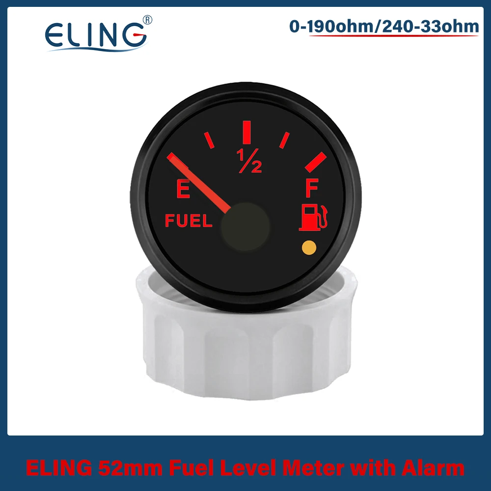 Индикатор уровня топлива 52 мм 0-190 Ом 240-33 с красной подсветкой и сигнализацией