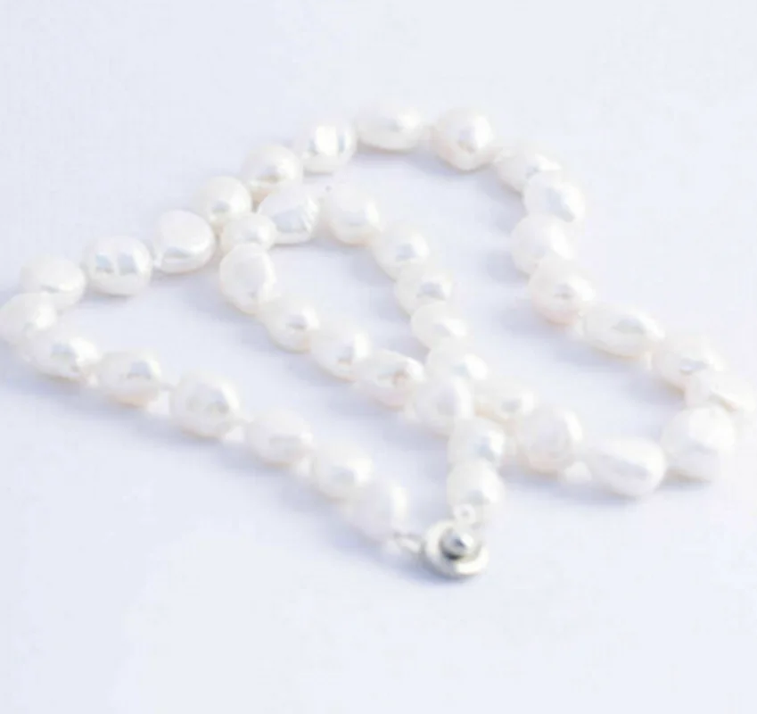 Красивое белое ожерелье из натурального пресноводного жемчуга барокко 8-9 мм 18-25”