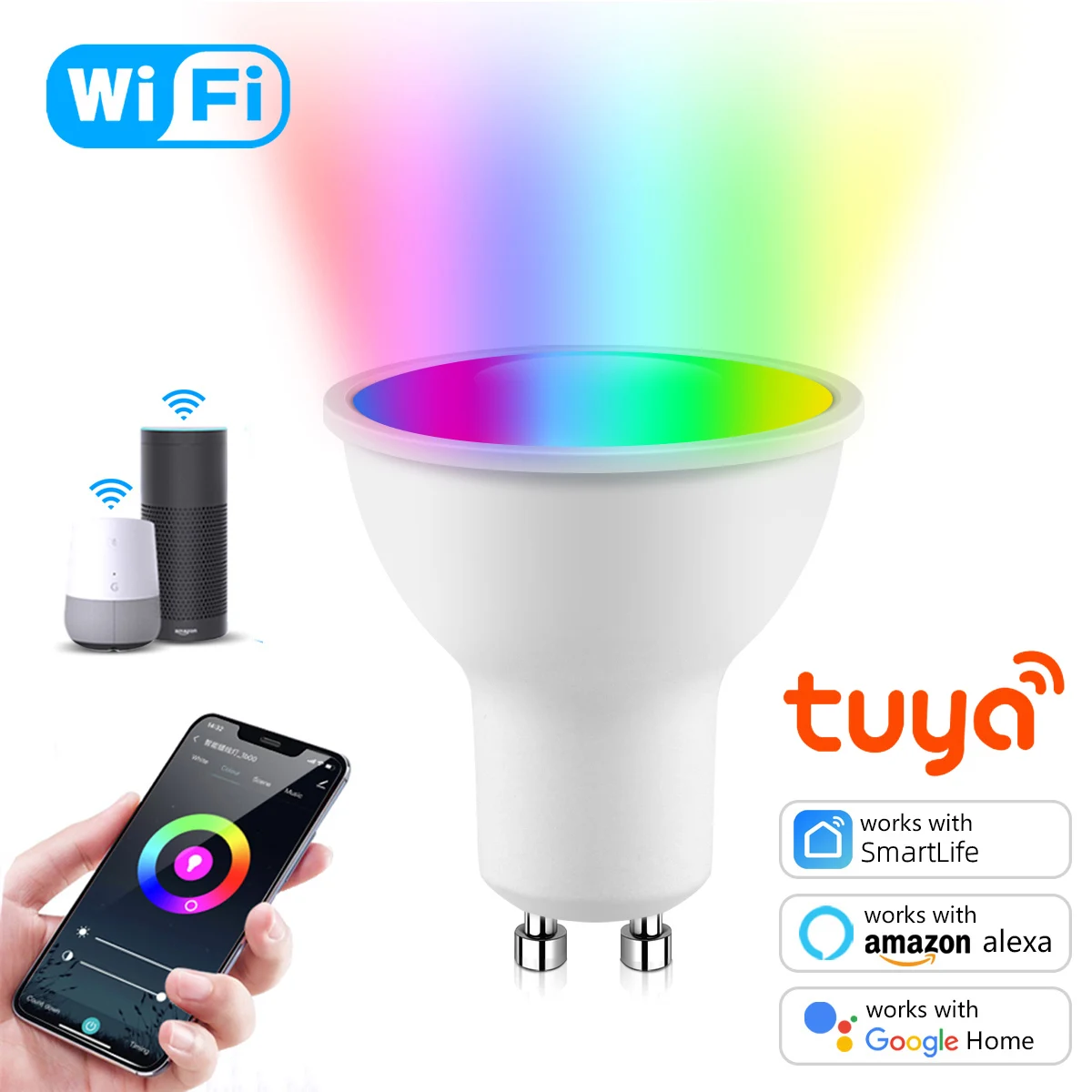 Лампа светодиодная GU10 с Wi-Fi и поддержкой 5 Вт