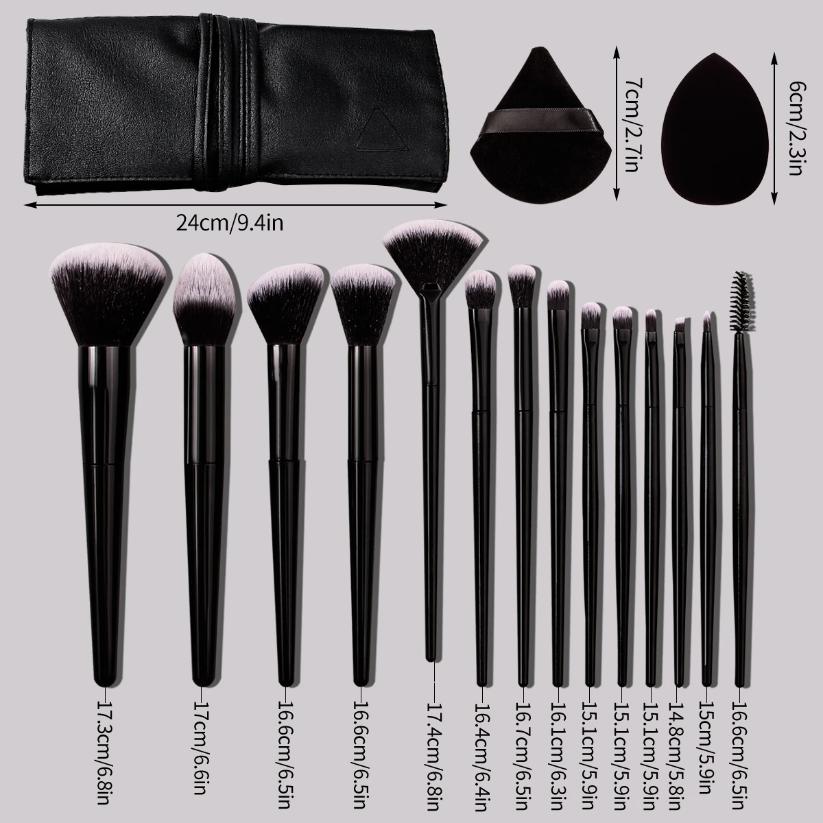 Набор Кистей Для Макияжа Из 14 Предметов С Сумкой Хранения Искусственной Кожи И