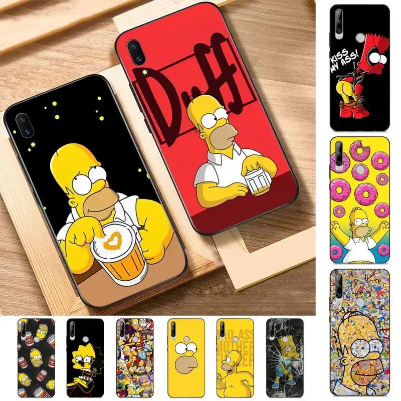 

Funny Cartoon Homer S-Simpson Family Phone Case for Huawei Y 6 9 7 5 8s prime 2019 2018 enjoy 7 plus