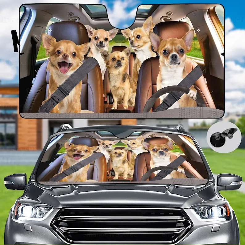 

Chihuahua Car Sunshade, Dog Car Decoration, Chihuahua Gifts, Auto Sun Shade, Chihuahua Car Windshield, Chihuahua Decor, Sun Shad