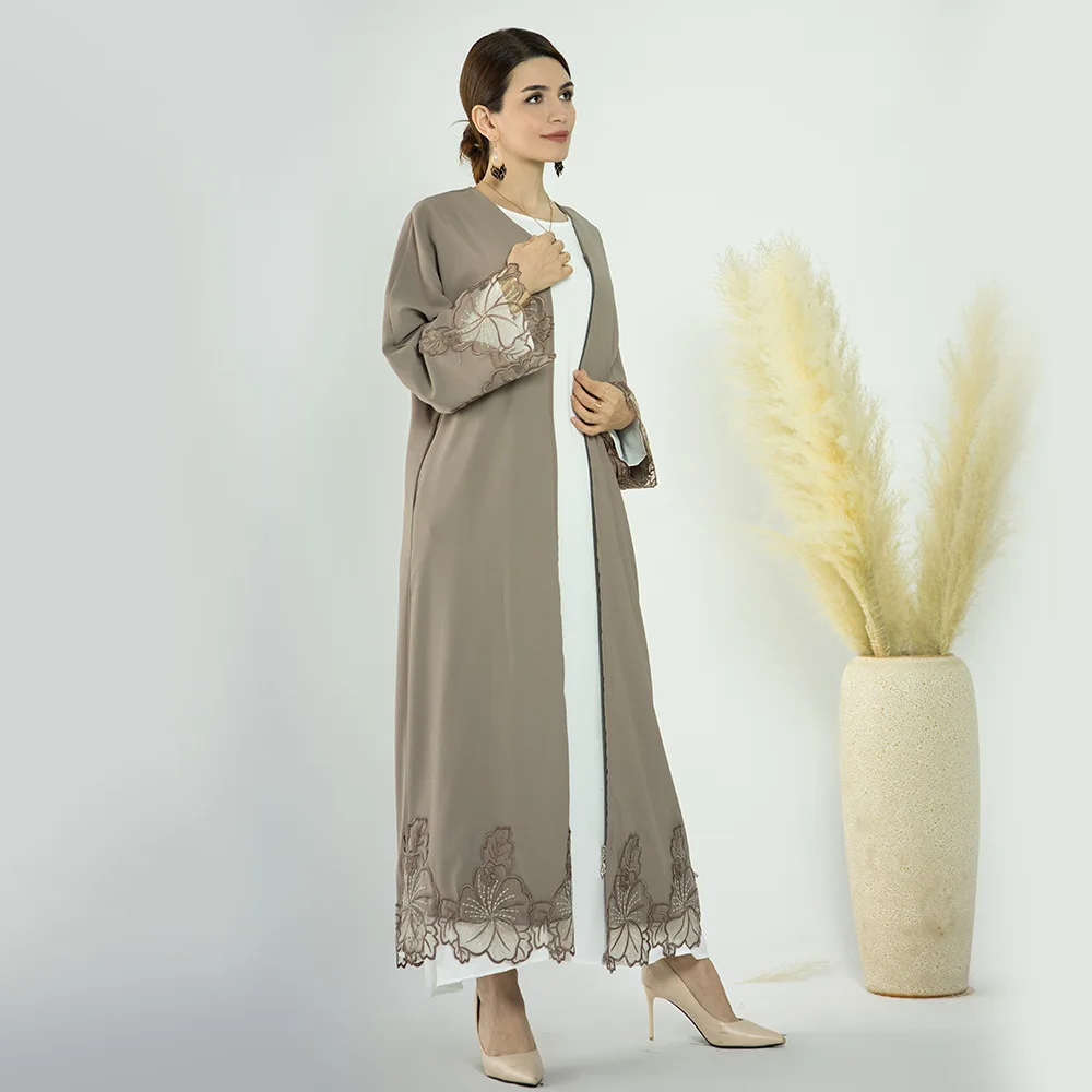 2023 Middle East Türkiye Lace Cardigan Dress Muslim Abayas for Women Dubai Abaya Kimono Robes Fashion Islamic Clothing