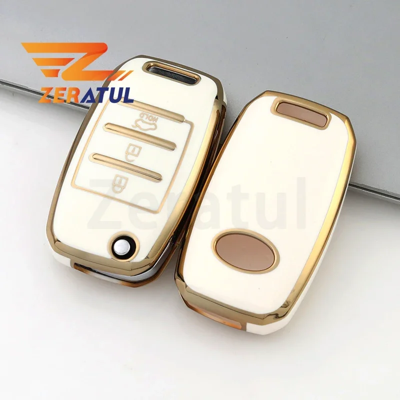 3/4 кнопки из ТПУ складной чехол для автомобильного ключа сумка-держатель ключей