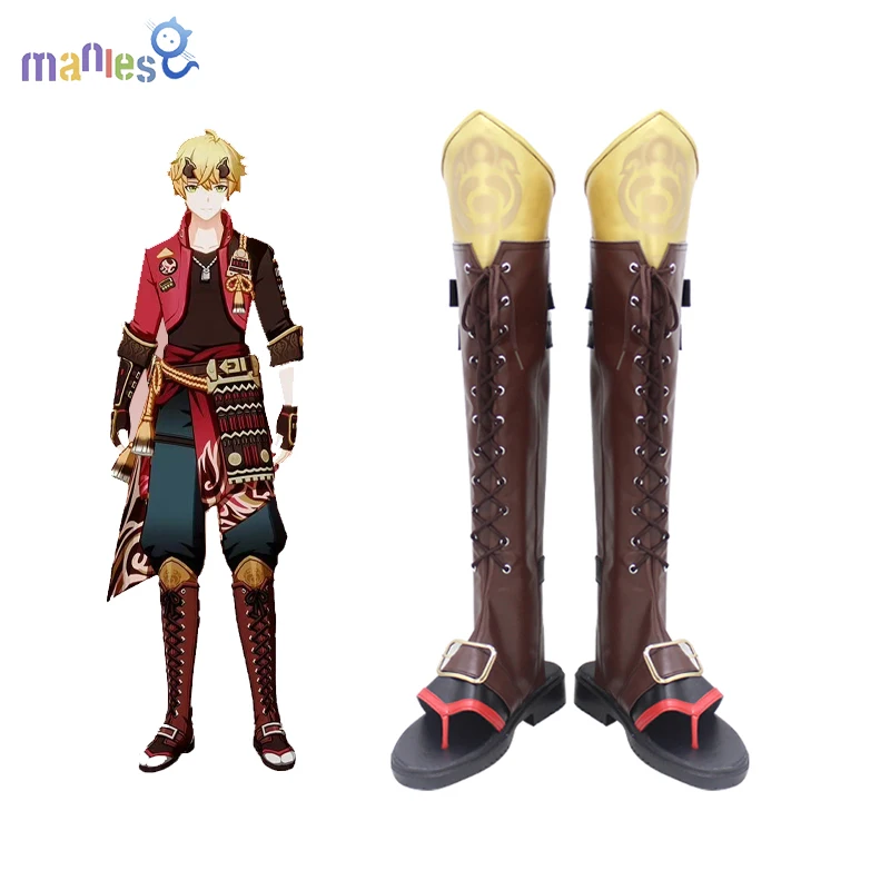 

Ботинки для косплея унисекс, Аниме игра манлес, Genshin Impact Thoma Shoes