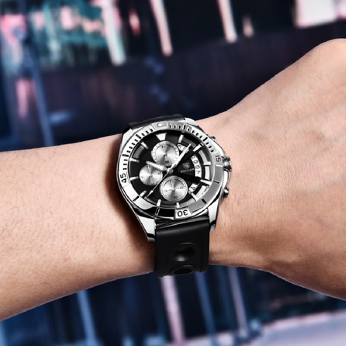 

BENYAR Mens Watches Top Brand Luxury Quartz Chronograph Watch For Men Sport Military Waterproof Calendar Clock Reloj Hombre