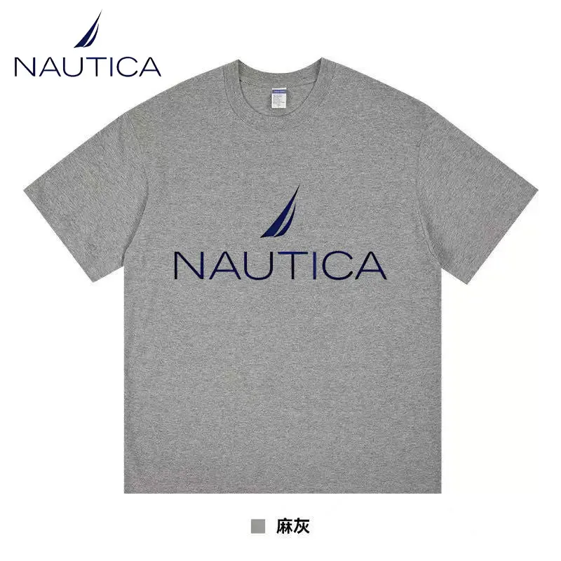 Женская хлопковая футболка Nautica с коротким рукавом, однотонная, свободного кроя, повседневная, парная модель, с круглым вырезом, с коротким рукавом (art.: 3920dca1d9386) - 3920dca1d9386