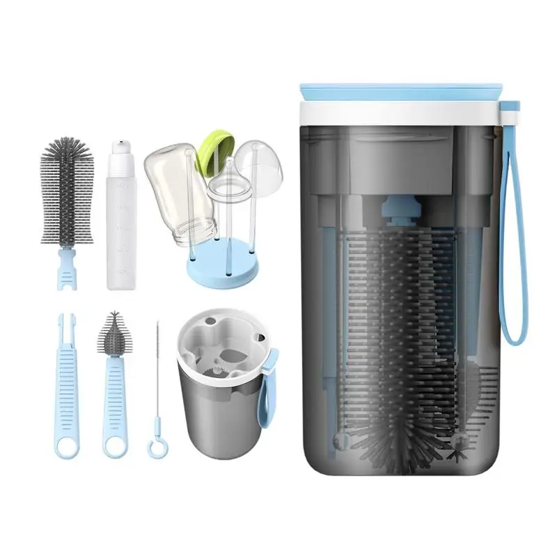 

Набор для чистки бутылок, детский дорожный набор для чистки детских бутылок, многофункциональная сушилка с контейнером для дозатора мыла и ...