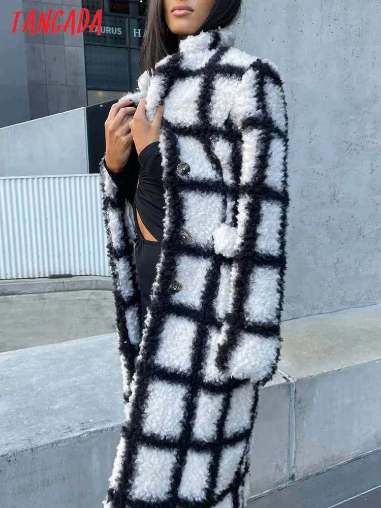 

Tangada женская зимняя Тедди куртка оверсайз длинное пальто с длинными рукавами карманами 2022 женское толстое пальто QJ92