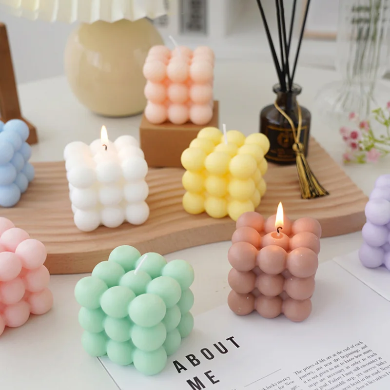 

Creative Cube Scented Candle Soy Wax Aromatherapy Bubble Candles Home Decoration Fragrance Candles Birthday Gift Decorative Item