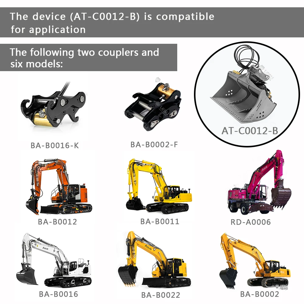 

1/14 Metal Hydraulic RC Excavator Tiltable Bucket for Remote Control Toys Cars LESU Pc360 Et30H Et26L Model Th17163