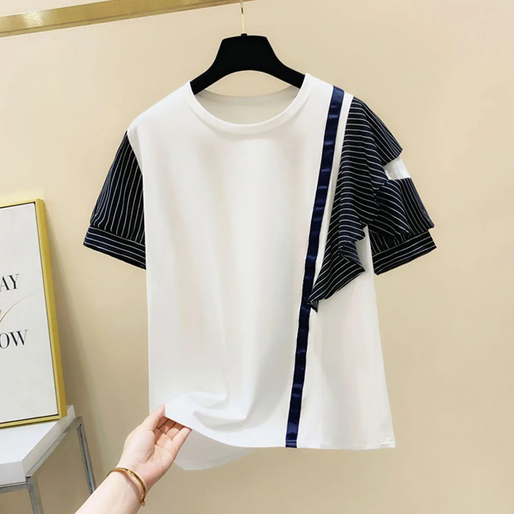 Новинка 2022 женская одежда футболки летние топы с коротким рукавом асимметричные