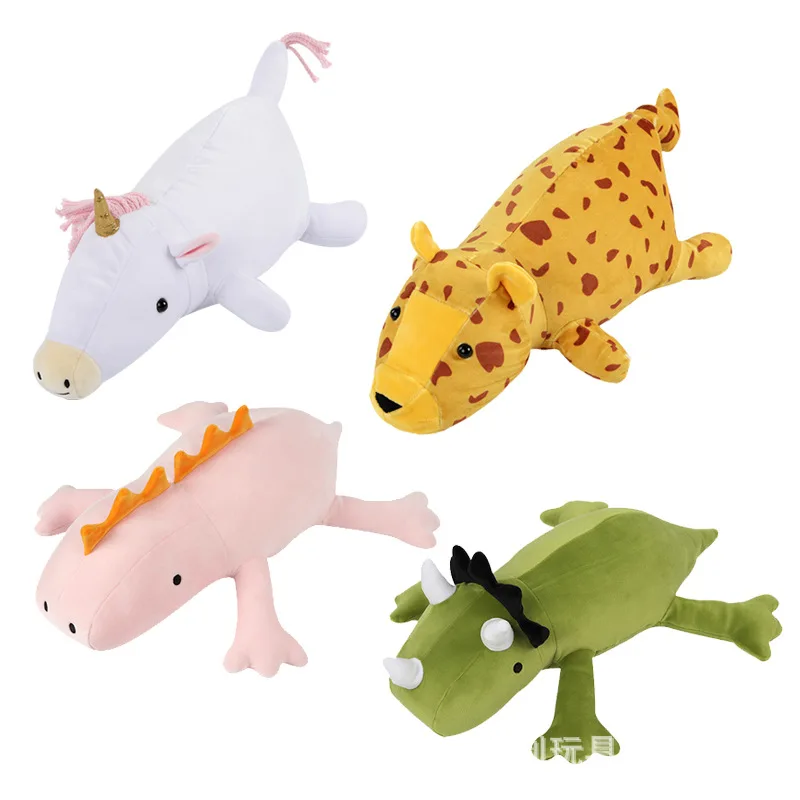 

2022 New Styles Dinosaur Leopard Unicorn Plush Dolls Shaped Soft Plush Pillows Lovely Animal Stuffed Toys Girls Birthday Gifts