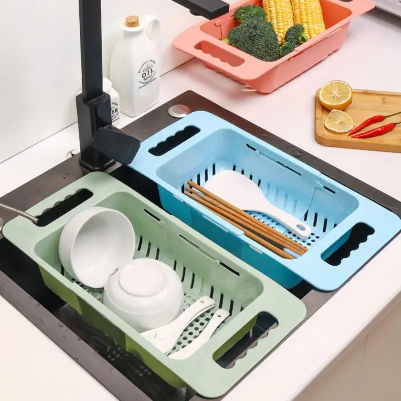 

Kitchen Sinks Organizer Vegetable Fruits Drainer Basket Strainer Sink Drain Rack Adjustable Sinks Drainer Rack Storage Basket